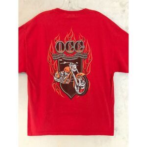 Vintage Orange‎ County Choppers T Shirt Red Cotton Short Sleeve Size XL